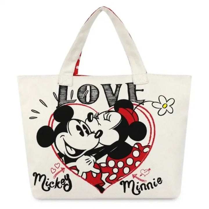 [BUNJANG] Disney Mickey &amp; Minnie Canvas Tote Bag / 디즈니 정품 미키 미니  캔버스 토트백 새상품