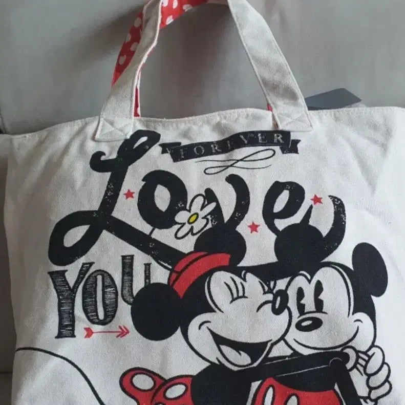 [BUNJANG] Disney Mickey &amp; Minnie Canvas Tote Bag / 디즈니 정품 미키 미니  캔버스 토트백 새상품
