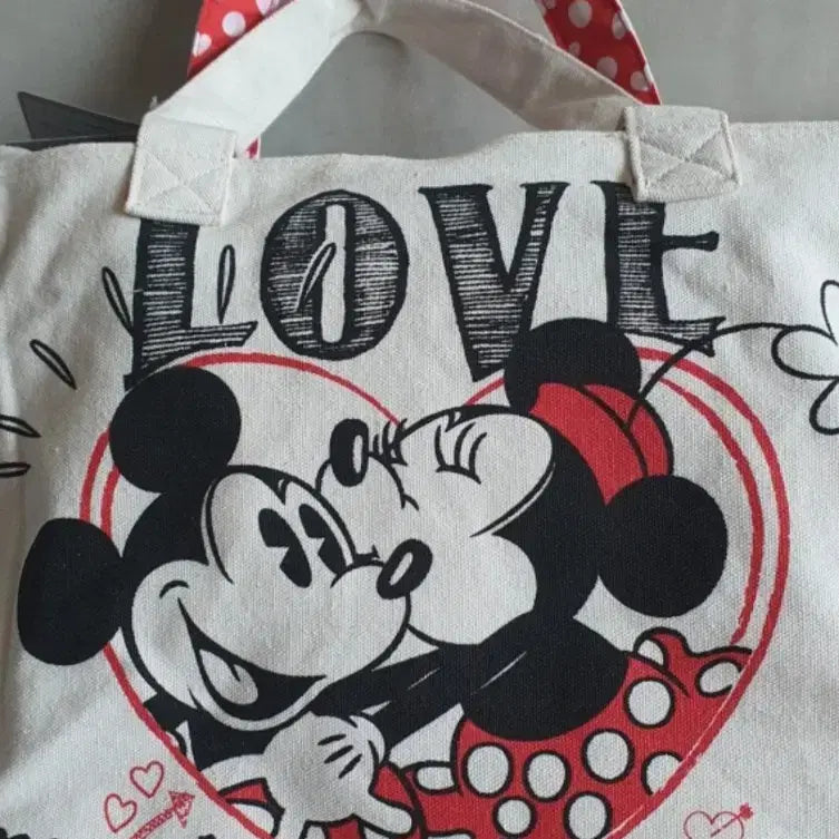 [BUNJANG] Disney Mickey &amp; Minnie Canvas Tote Bag / 디즈니 정품 미키 미니  캔버스 토트백 새상품