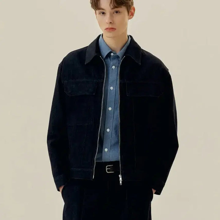 [BUNJANG] Mind Bridge Low Denim Zip-up Trucker Jacket / 마인드브릿지 로우 데님 집업 트러커 자켓 100
