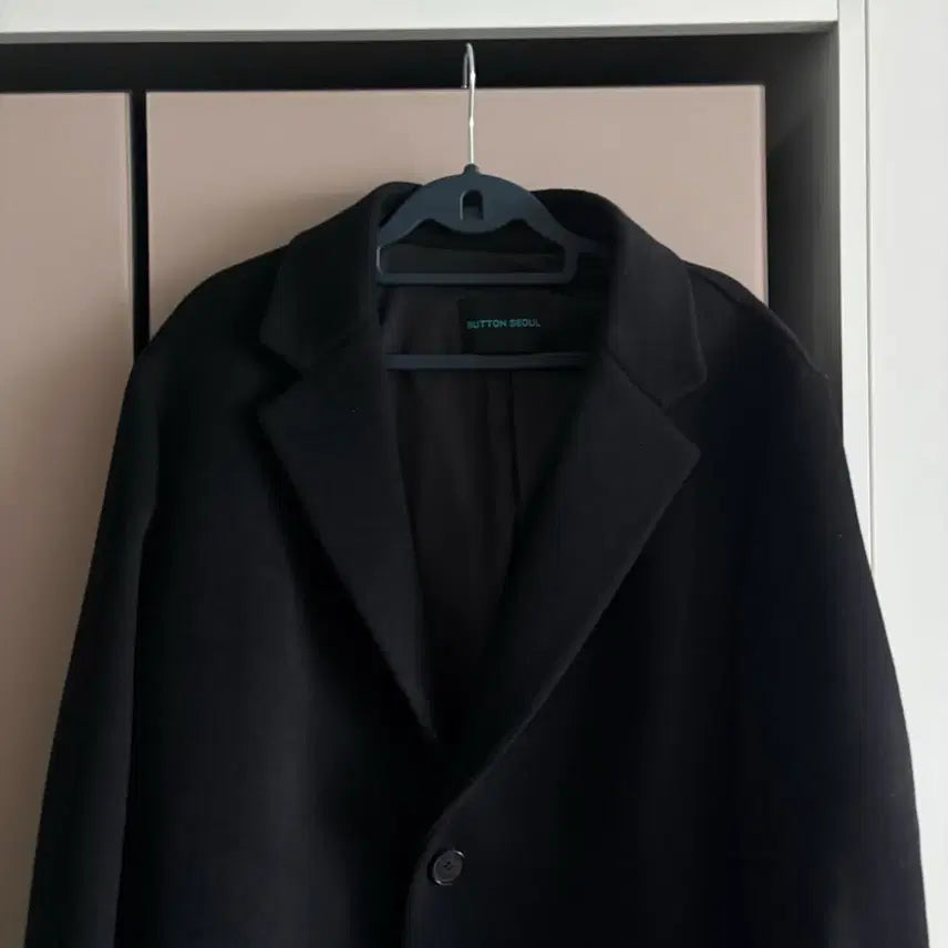 [BUNJANG] Button Seoul Black Oversized Coat / 버튼서울 블랙 오버핏 코트