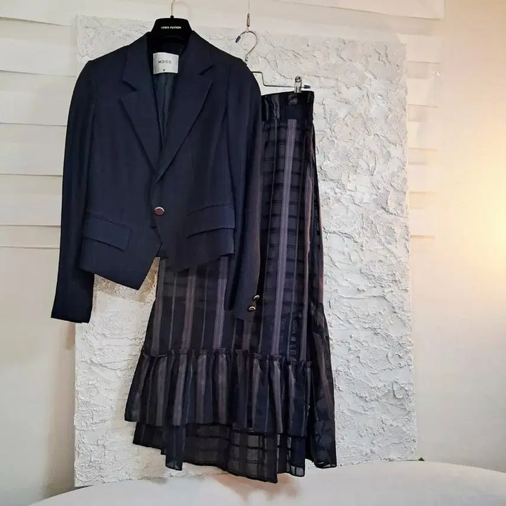 [BUNJANG] MINE 3-Piece Set - Linen Jacket, Asymmetrical Skirt, Satin Blouse / 3종 개별(55) 한섬MINE 마인 언발스커트. 린넨자켓 새틴블라우스