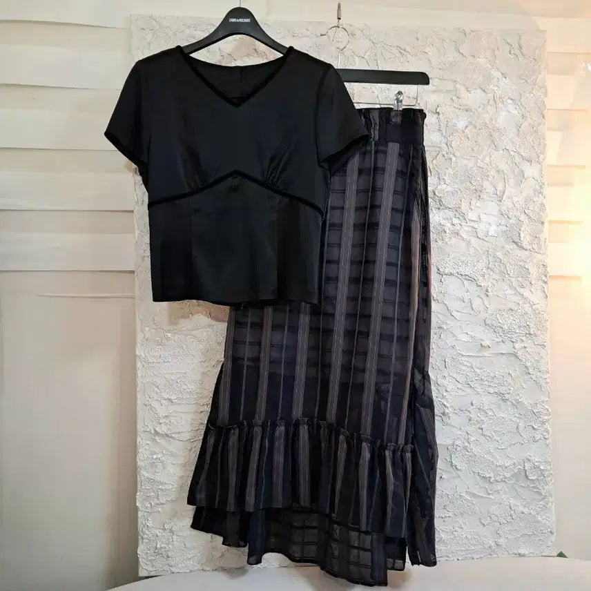 [BUNJANG] MINE 3-Piece Set - Linen Jacket, Asymmetrical Skirt, Satin Blouse / 3종 개별(55) 한섬MINE 마인 언발스커트. 린넨자켓 새틴블라우스