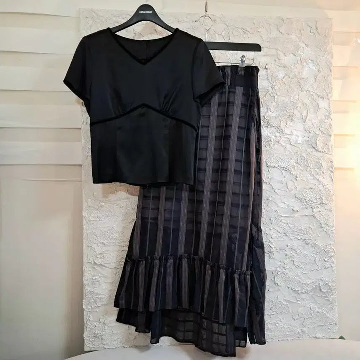 [BUNJANG] MINE 3-Piece Set - Linen Jacket, Asymmetrical Skirt, Satin Blouse / 3종 개별(55) 한섬MINE 마인 언발스커트. 린넨자켓 새틴블라우스