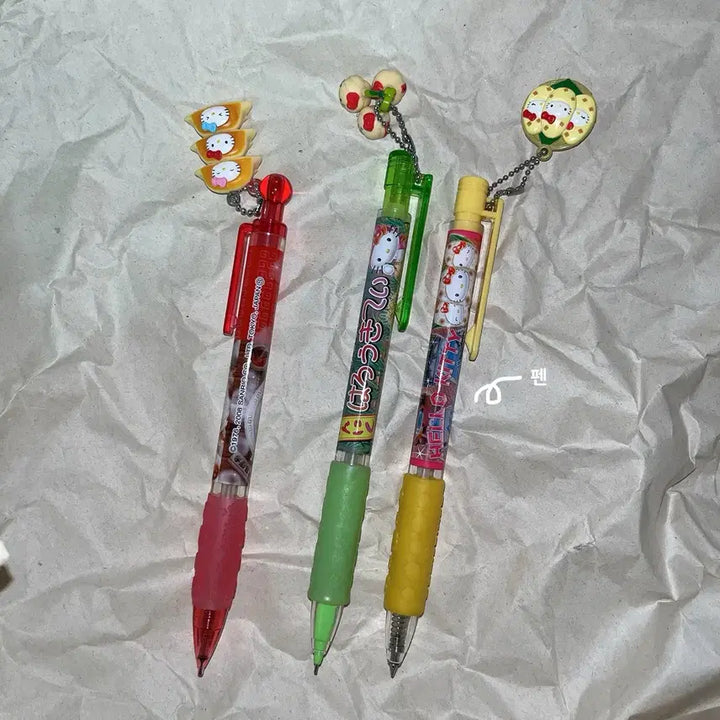 [BUNJANG] Kitty Bundle Set of Vintage Ballpoint Pens and Pencils / 일괄)만두교자키티/세쌍둥이키티/양파키티/고전키티볼펜/고전키티샤프/킽스
