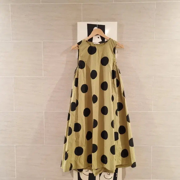 [SOLD OUT] 카키 블랙 도트~ A라인 롱 원피스