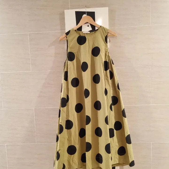[SOLD OUT] 카키 블랙 도트~ A라인 롱 원피스