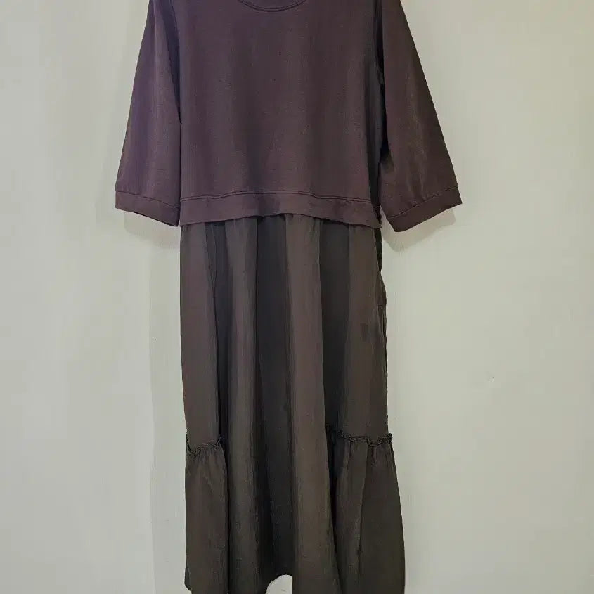 [BUNJANG] BREAL Layered Colorblock Long Dress / 브리엘 (BREAL) 프랑스브랜드 레이어드 배색 롱연피스 66. 상태좋음