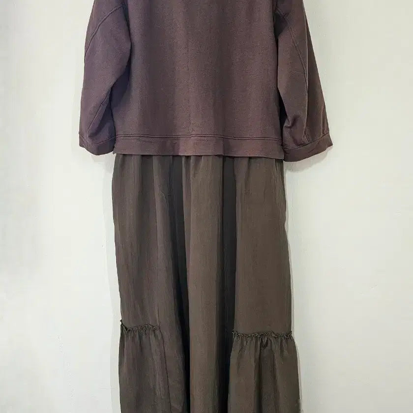 [BUNJANG] BREAL Layered Colorblock Long Dress / 브리엘 (BREAL) 프랑스브랜드 레이어드 배색 롱연피스 66. 상태좋음