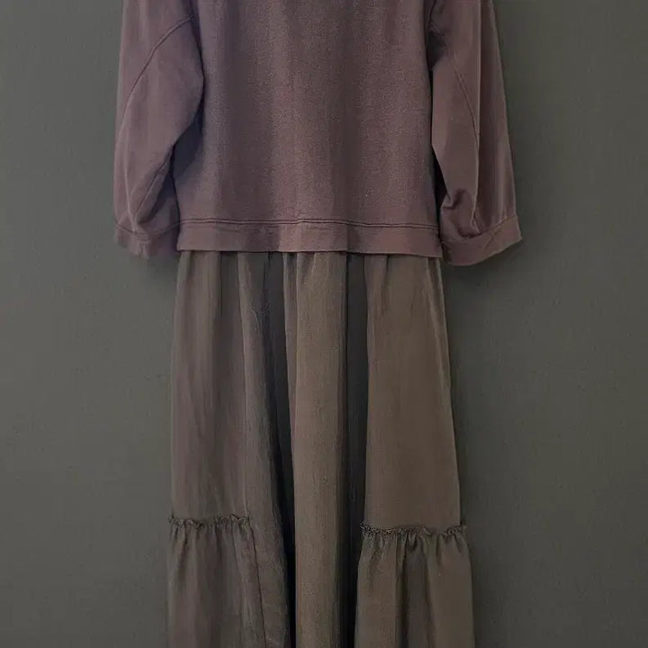 [BUNJANG] BREAL Layered Colorblock Long Dress / 브리엘 (BREAL) 프랑스브랜드 레이어드 배색 롱연피스 66. 상태좋음