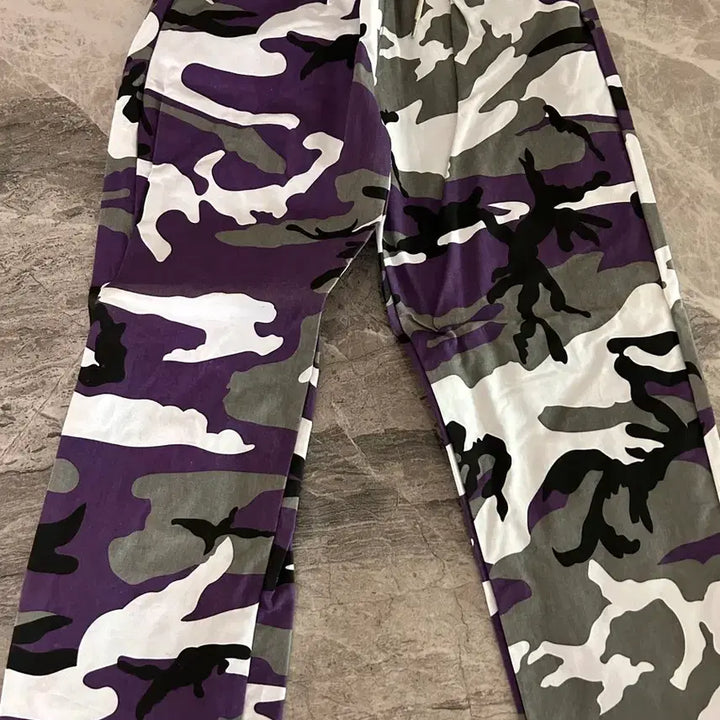 [BUNJANG] Purple Camouflage Wide Training Pants / 카모플라쥬 보라색 와이드 바지 34