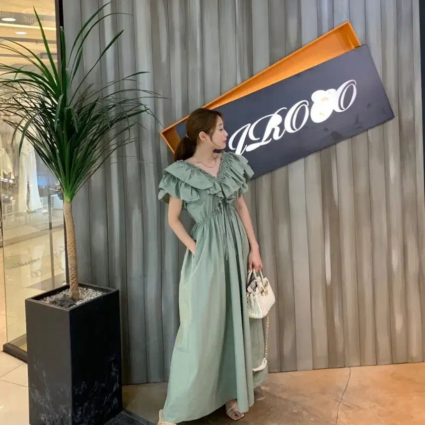 [BUNJANG] ZARA Frill Long Dress Mint / 자라ZARA프릴 롱 원피스 민트색