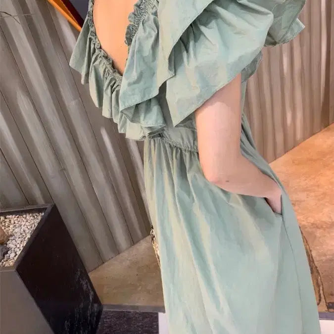 [BUNJANG] ZARA Frill Long Dress Mint / 자라ZARA프릴 롱 원피스 민트색