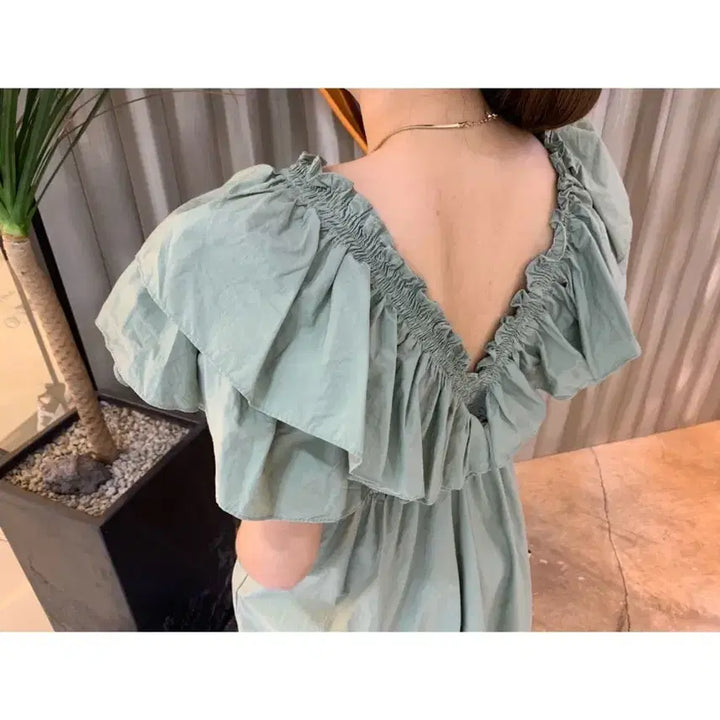 [BUNJANG] ZARA Frill Long Dress Mint / 자라ZARA프릴 롱 원피스 민트색