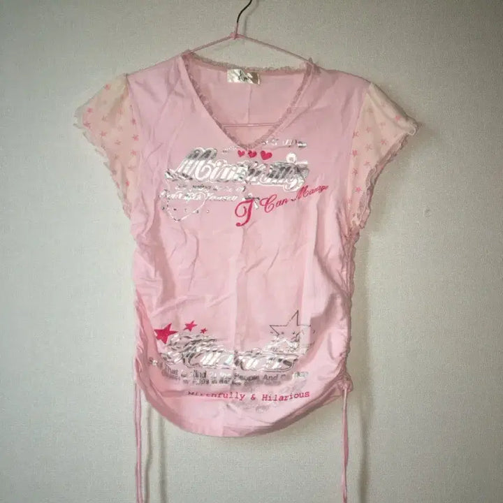 [BUNJANG] Pink Gyaru Bemecl Printed Top / 핑크 갸루 베메클 깔 오네갸루 팝갸루 프린팅 탑