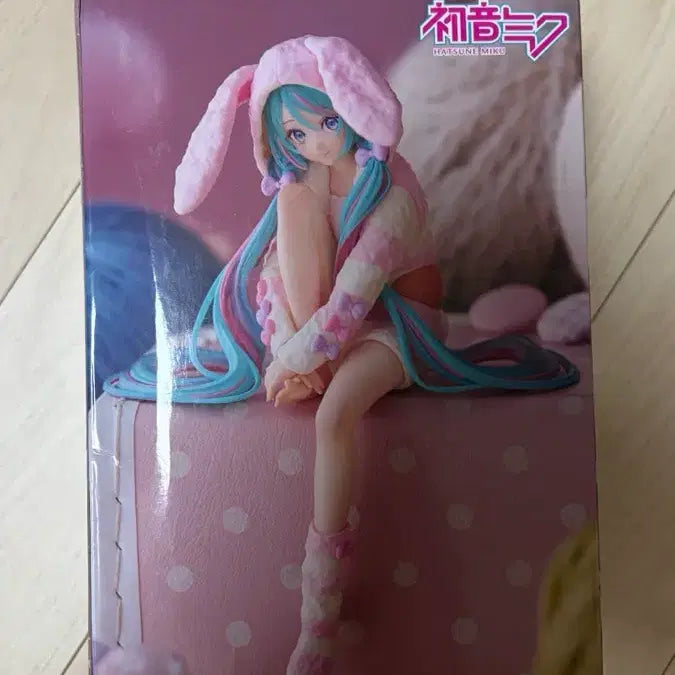 [BUNJANG] Hatsune Miku Pink Rabbit Pajama Figure Noodle Stopper / 미개봉 하츠네 미쿠 핑크토끼 파자마 피규어 누들스토퍼