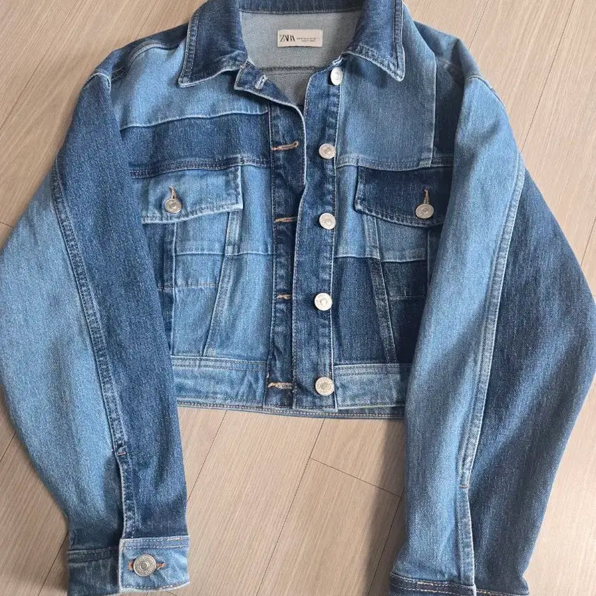 [BUNJANG] Zara Patchwork Denim Crop Jacket / 자라 패치워크 데님 크롭 자켓