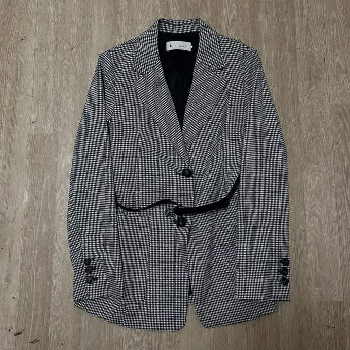 [BUNJANG] It Michaa Houndstooth Belted Suit Jacket / 잇미샤 여성 하운드투스 벨트 정장 자켓 55-66