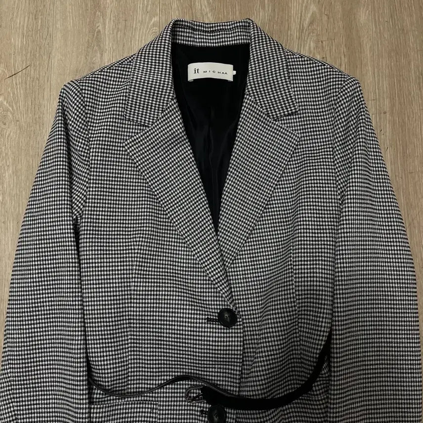 [BUNJANG] It Michaa Houndstooth Belted Suit Jacket / 잇미샤 여성 하운드투스 벨트 정장 자켓 55-66