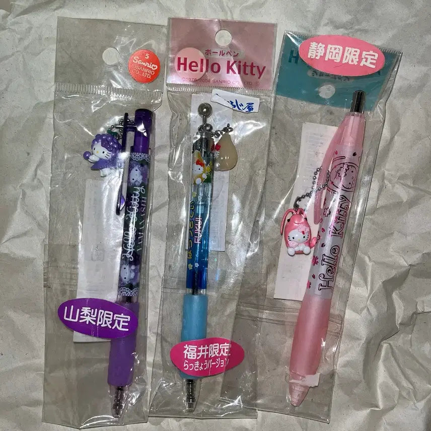 [BUNJANG] Sanrio Hello Kitty Classic Grape Fairy / Rakkkyo Kitty Mechanical Pencil &amp; Ballpoint Pen Set / 포도요정키티/락교키티/킽스/키티스트랩/고전키티샤프/볼펜