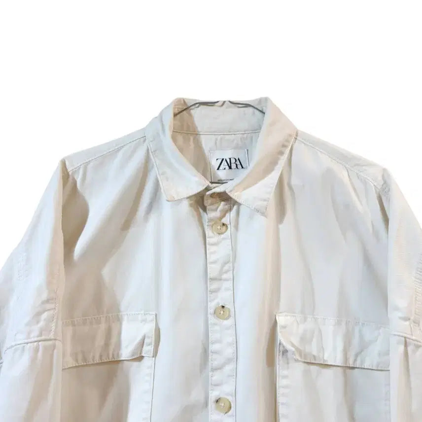 [BUNJANG] Zara Oversized Two-Pocket Shirt Ivory / M/ 자라 오버핏 투포켓 셔츠 아이보리 /0417