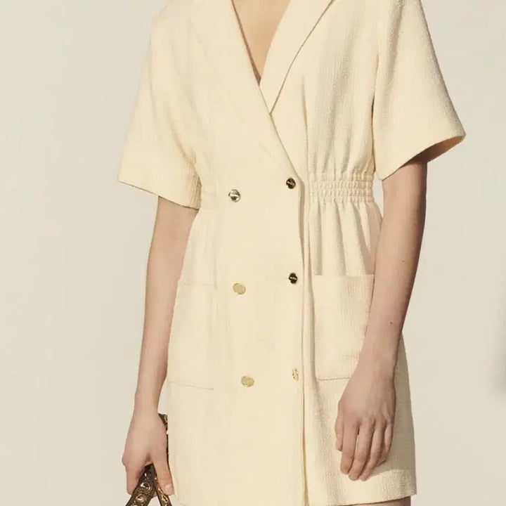 [BUNJANG] SANDRO Tweed Gold Button Dress / 새상품 SANDRO 산드로 트위드 금장 원피스 (38)