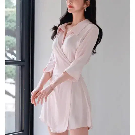 [BUNJANG] T-Nani Satin Wrap Dress / 13->5 티나니 새틴 랩 원피스 (아이,핑크,블랙) 수입의류