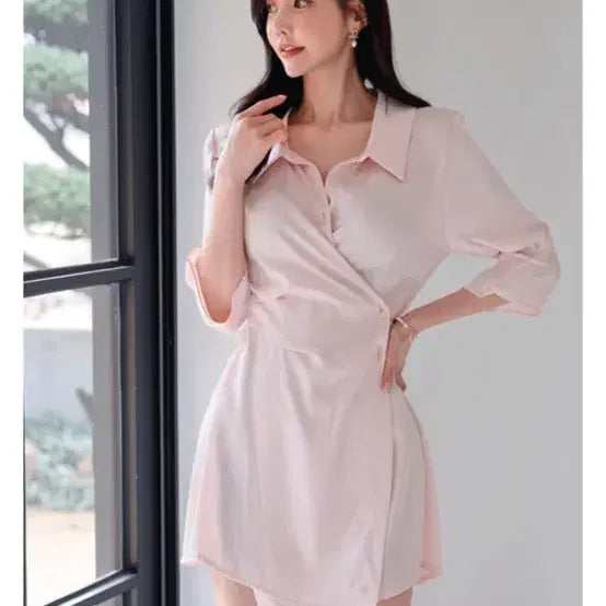 [BUNJANG] T-Nani Satin Wrap Dress / 13->5 티나니 새틴 랩 원피스 (아이,핑크,블랙) 수입의류