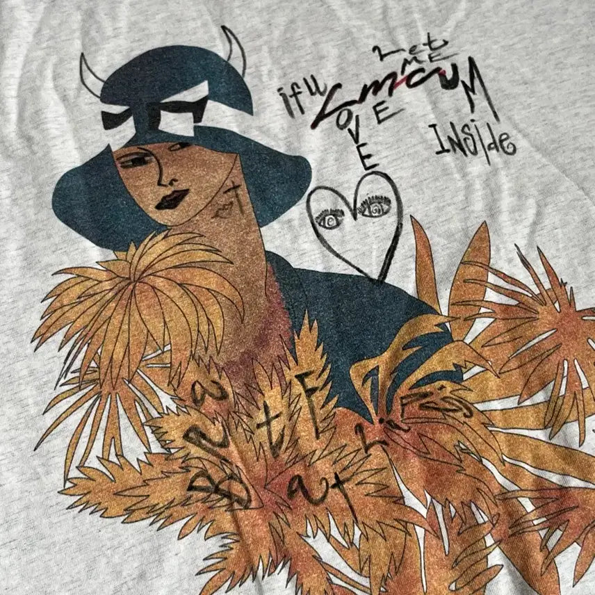[BUNJANG] Brat Hand-painted T-shirt L / Brat fat lips 핸드페인팅 티셔츠 L