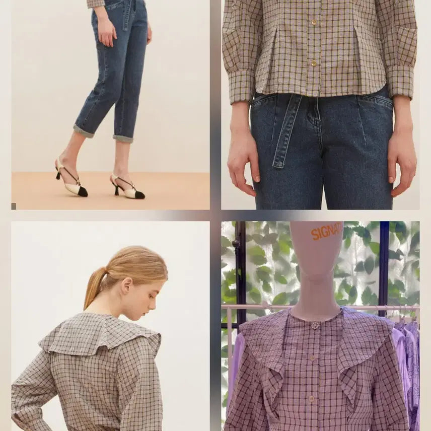 [BUNJANG] DEWL Check Frill Blouse Size 66 / 듀엘 DEWL 체크 프릴 블라우스 66사이즈