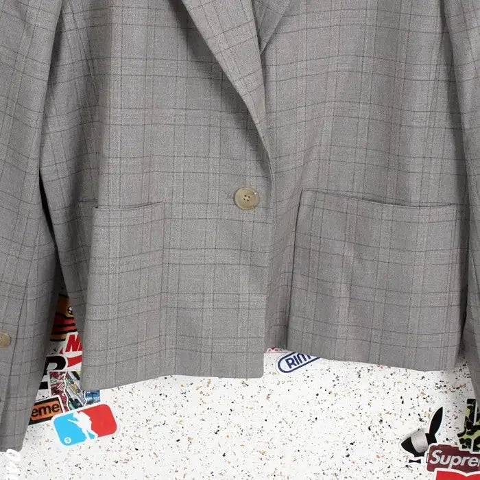 [BUNJANG] Urban LAP Check One-Button Blazer / 여성S / 어반 LAP 체크 원버튼 정장자켓GR 11-28
