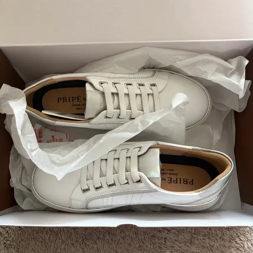 [BUNJANG] MISOPÉ White Calfskin Leather Sneakers (240) / [새상품] 풀박스 미소페 화이트 소가죽 스니커즈, 신발 240