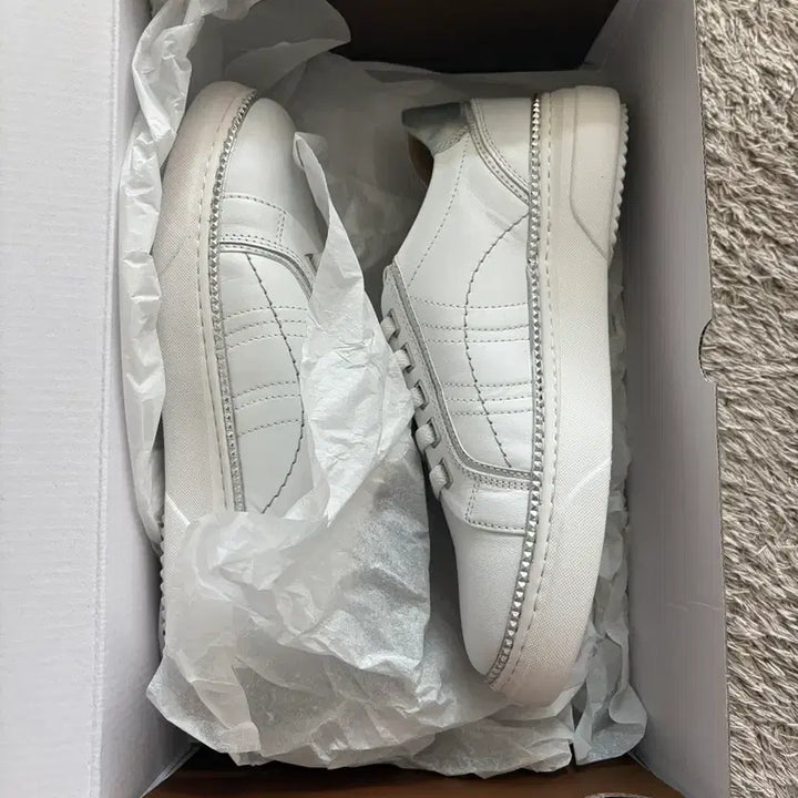 [BUNJANG] MISOPÉ White Calfskin Leather Sneakers (240) / [새상품] 풀박스 미소페 화이트 소가죽 스니커즈, 신발 240