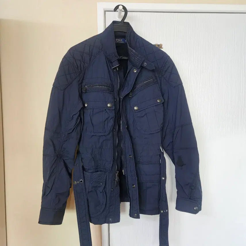 [BUNJANG] Polo Ralph Lauren Belted Biker Jacket / 폴로 랄프로렌 네이비 벨티드 바이커 자켓