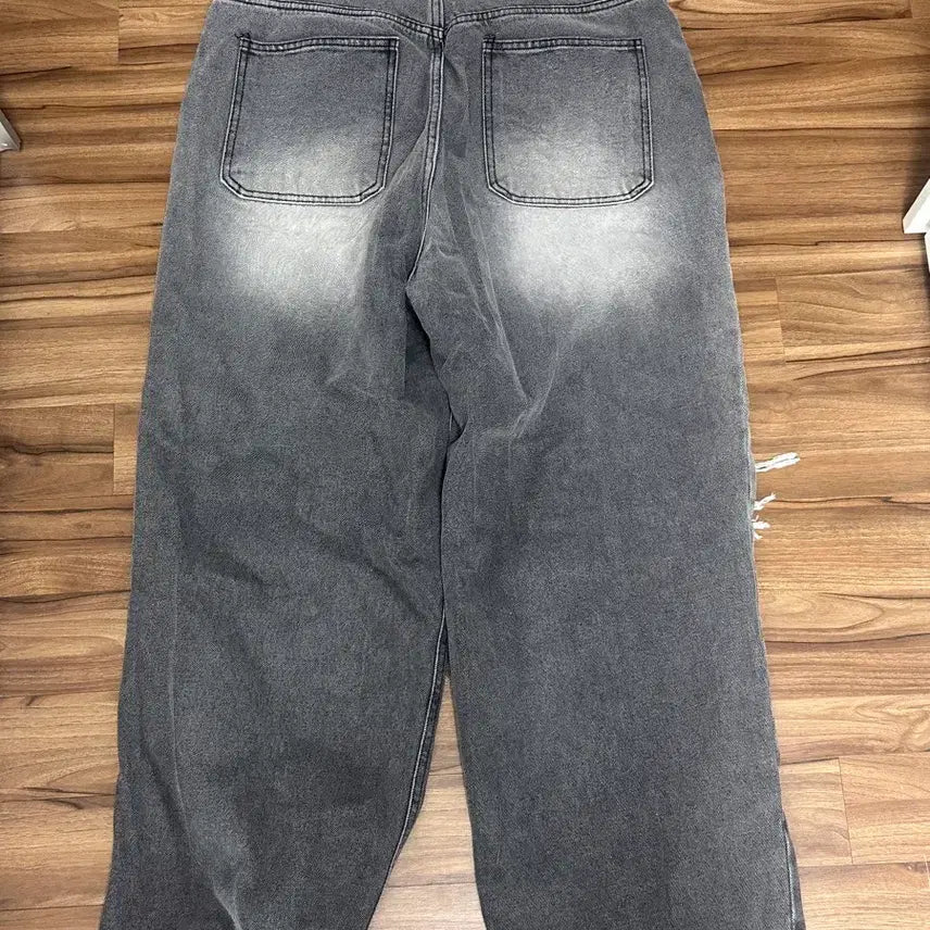 [BUNJANG] ReinSein Vintage Distressed Wide Black Denim Pants / ReinSein 레인세인 빈티지 데미지 와이드 흑청팬츠 1사이즈