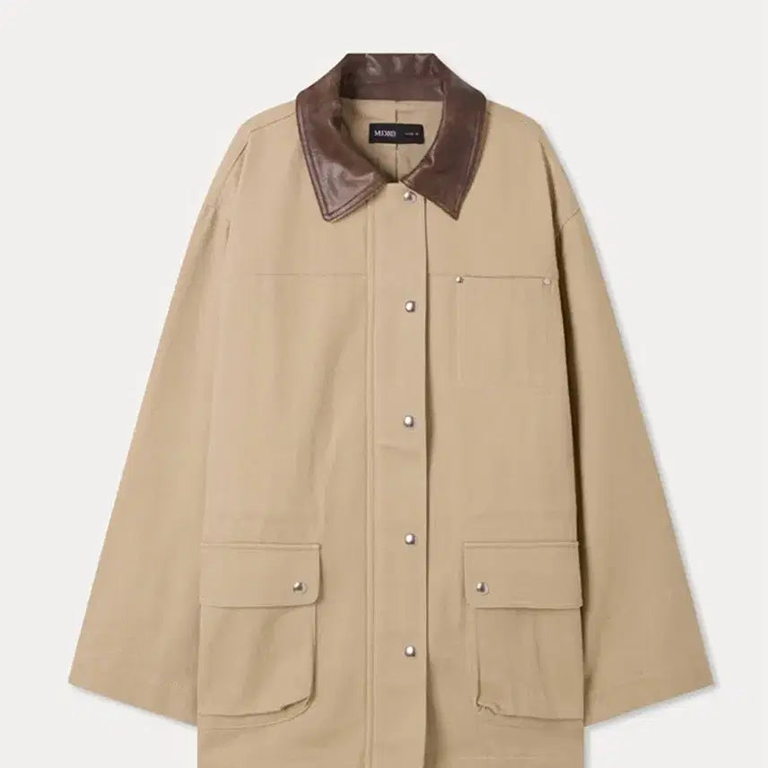 [BUNJANG] MIXXO Beige Leather Collar Work Jacket / 미쏘 워크자켓 - 베이지 1회착용