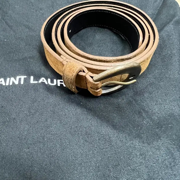 [BUNJANG] Saint Laurent Moon Buckle Suede Belt / 생로랑 문버클 스웨이드 벨트
