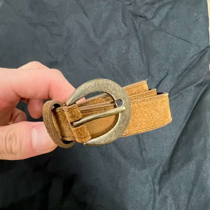 [BUNJANG] Saint Laurent Moon Buckle Suede Belt / 생로랑 문버클 스웨이드 벨트