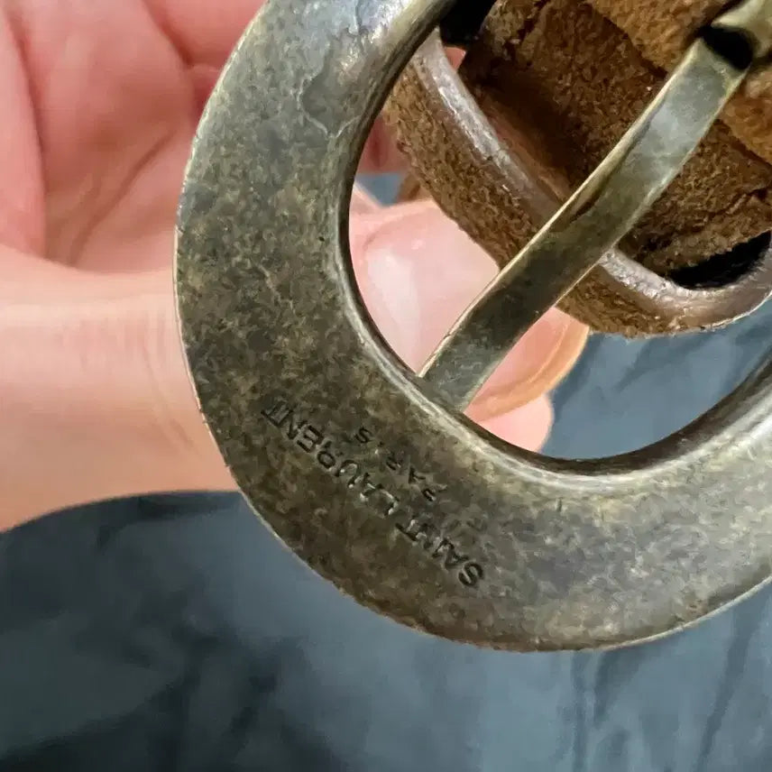 [BUNJANG] Saint Laurent Moon Buckle Suede Belt / 생로랑 문버클 스웨이드 벨트