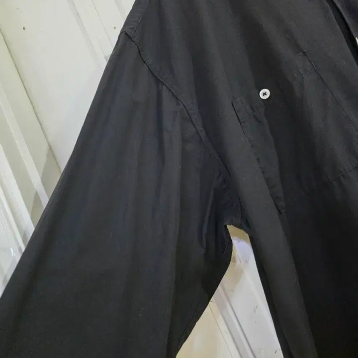 [BUNJANG] Black Cotton Oversized Shirt Jacket / 봄 요즘유행하는 고급스러운 남방셔츠 면  자켓  가슴단면66
