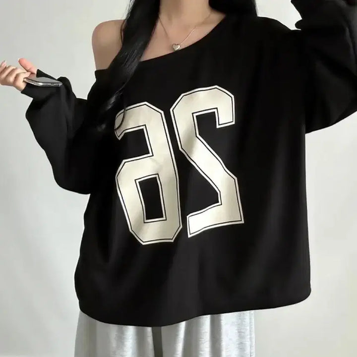 [BUNJANG] Plus Size Off-Shoulder Sweatshirt / [새상품] 빅사이즈 오프숄더 맨투맨