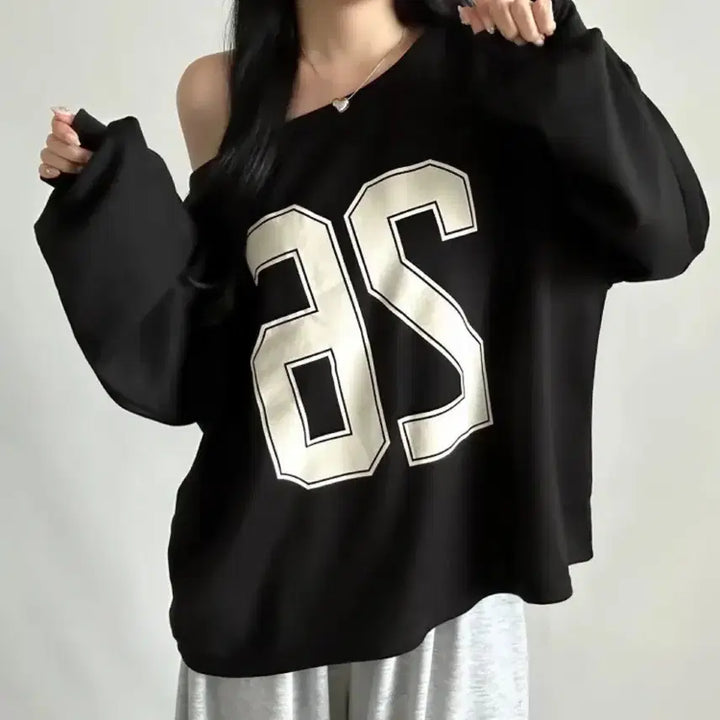[BUNJANG] Plus Size Off-Shoulder Sweatshirt / [새상품] 빅사이즈 오프숄더 맨투맨