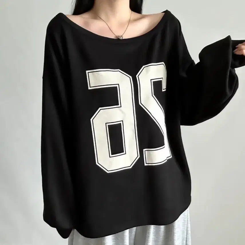 [BUNJANG] Plus Size Off-Shoulder Sweatshirt / [새상품] 빅사이즈 오프숄더 맨투맨