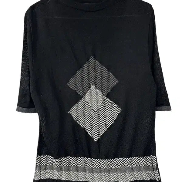 [BUNJANG] XS Argyle Point Short Sleeve Knit Top Black / [XS] JPN 아가일포인트 반팔 니트 블랙