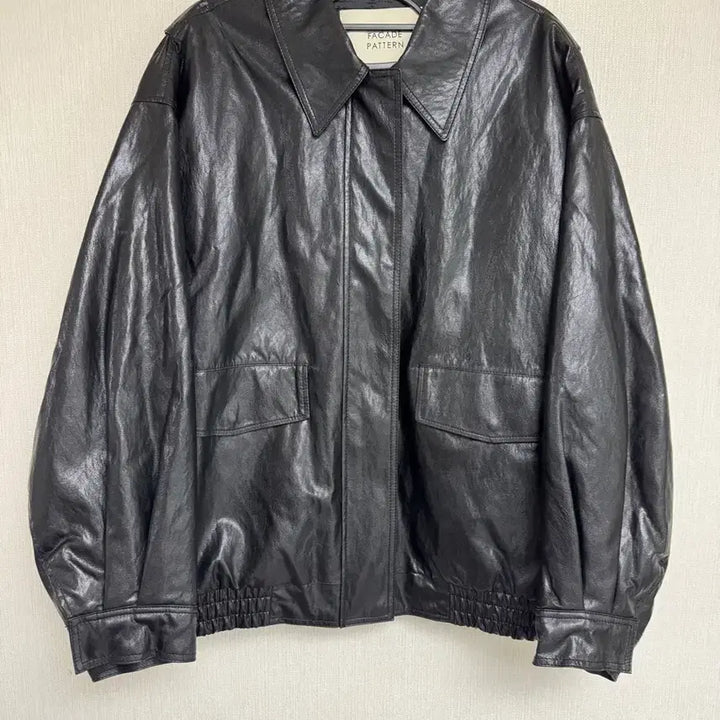 [BUNJANG] Facade Pattern Oversized Leather Blouson Jacket / 파사드패턴 오버핏 레더 블루종 블랙 M