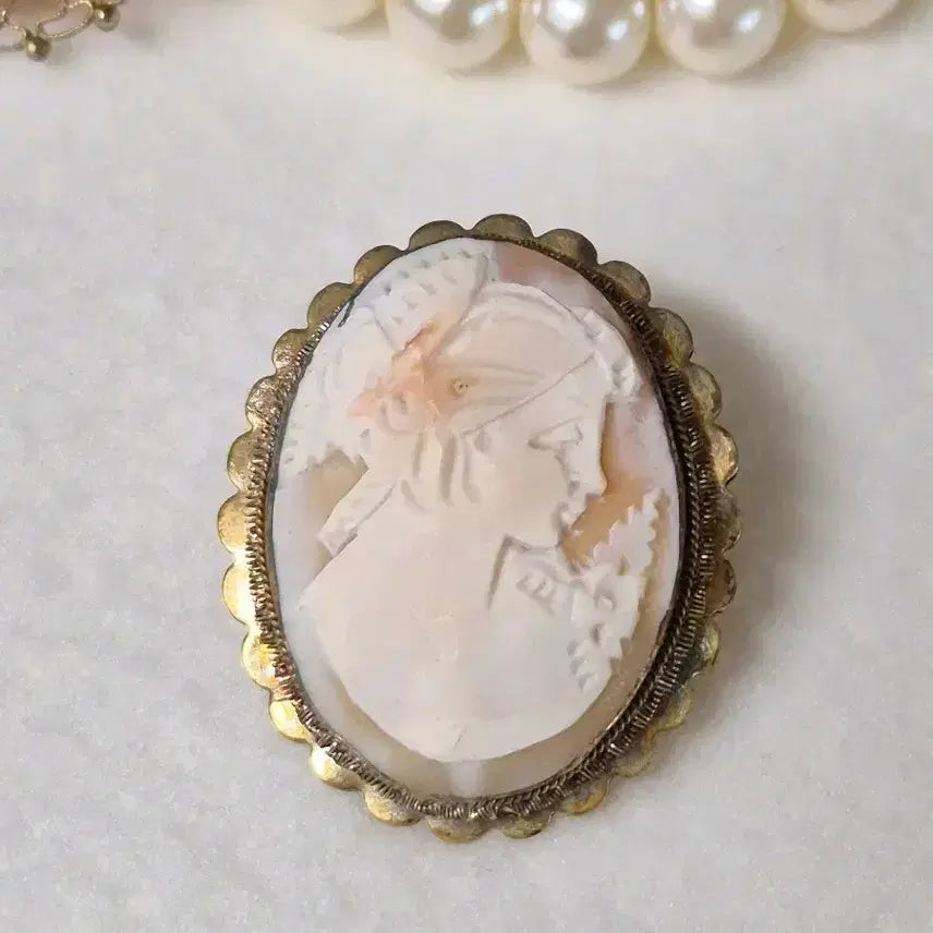 [BUNJANG] Vintage Shell Cameo Brooch/Pendant / 빈티지 쉘카메오 copper