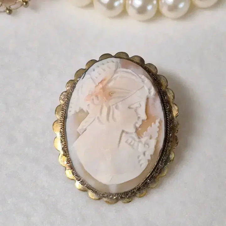[BUNJANG] Vintage Shell Cameo Brooch/Pendant / 빈티지 쉘카메오 copper