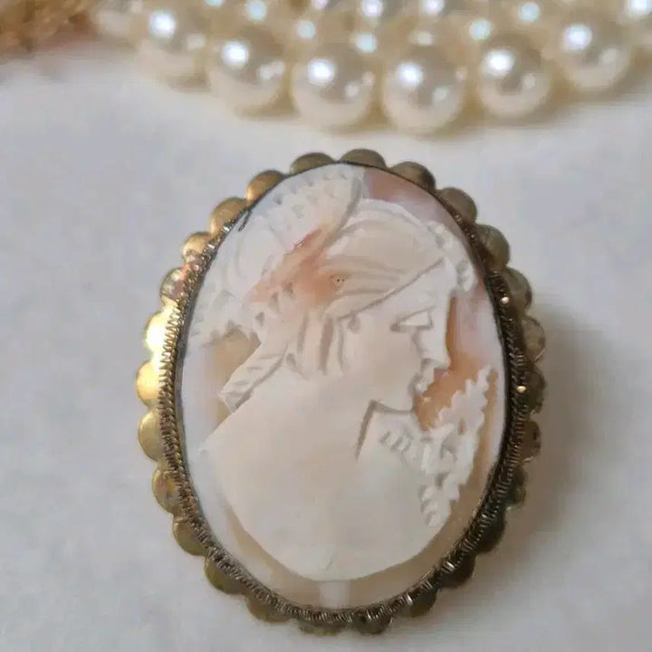 [BUNJANG] Vintage Shell Cameo Brooch/Pendant / 빈티지 쉘카메오 copper