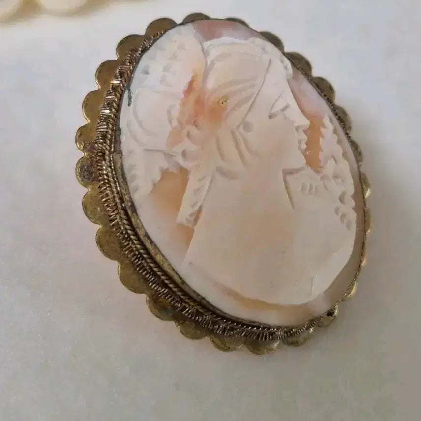 [BUNJANG] Vintage Shell Cameo Brooch/Pendant / 빈티지 쉘카메오 copper