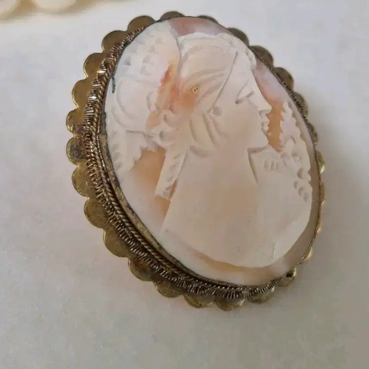 [BUNJANG] Vintage Shell Cameo Brooch/Pendant / 빈티지 쉘카메오 copper